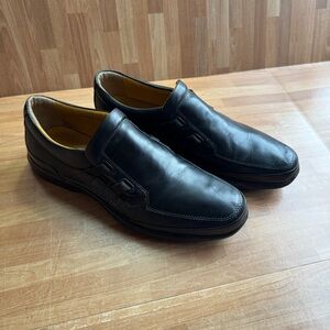 GEOX men's black leather slip-on loafers, size 43